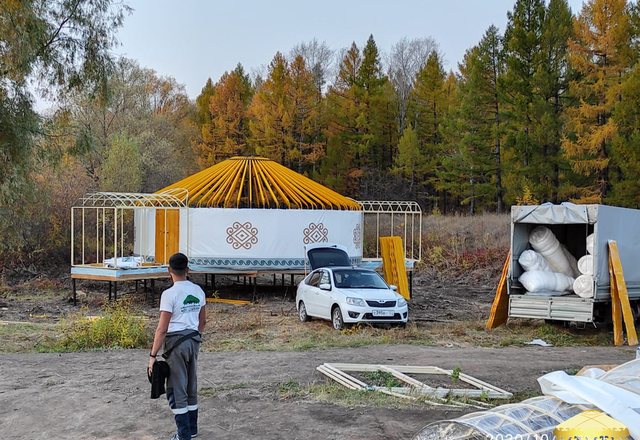 Монтаж юрт для турбазы "Тихая гавань" г.Октябрский