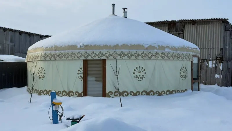 Юрта 8 м зимой
